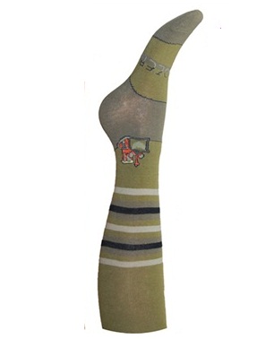 Dětské punčochy zelené s bagrem 104/110