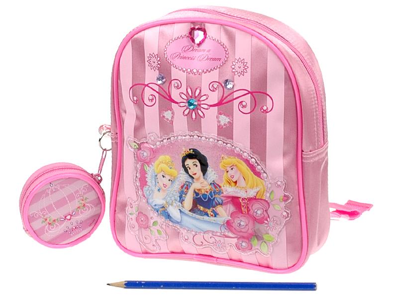 Batoh Princess 24cm látkový s peněženkou