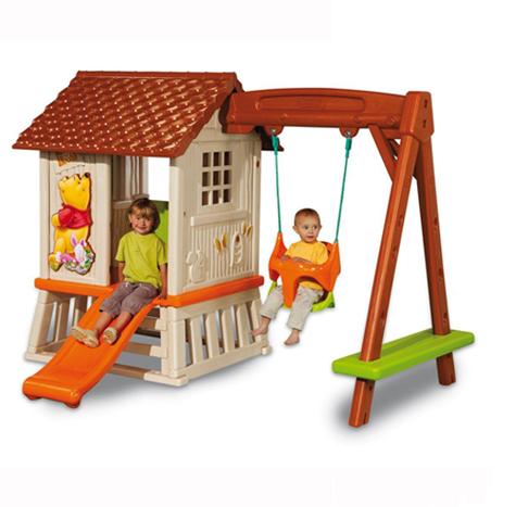 Domeček Smoby se skluzavkou a houpačkou