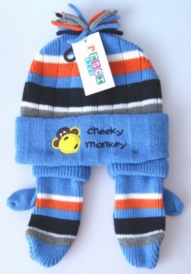 ČEPICE A RUKAVICE PESCI KIDS Cheeky monkey