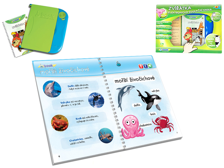 Mikro hračky I-book naučná elektronická kniha zvířátka 