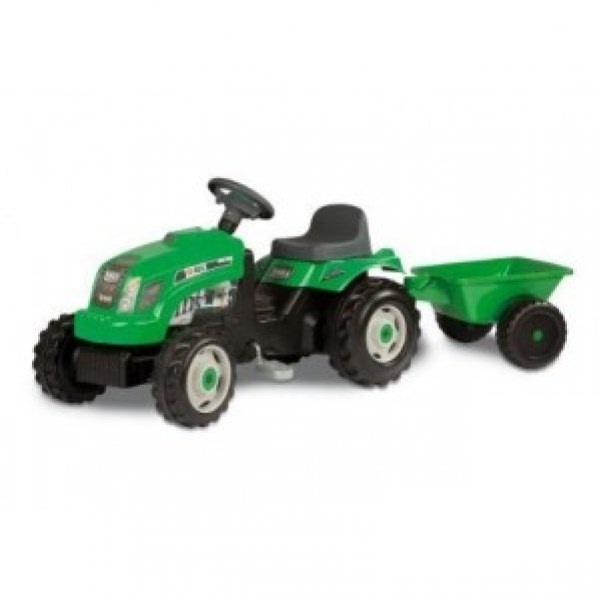 Dětský šlapací traktor GM s vlekem zelený a otevírací kapotou - Smoby 33329