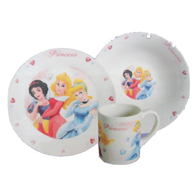 Princess - Jídelní set (miska, talíř, hrnek)