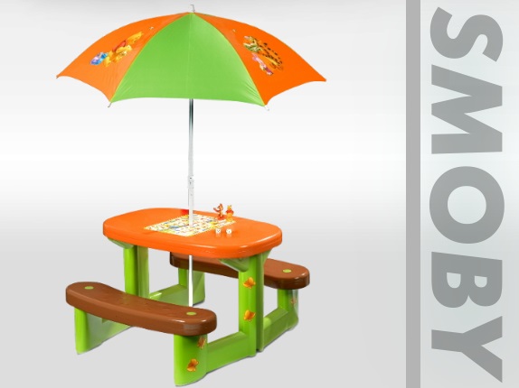 SMOBY Stoleček Picnic se slunečníkem Disney Medvídek Pú