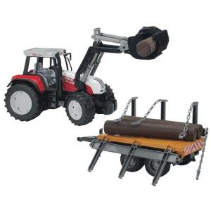Bruder - Traktor Steyr nakladač + přívěs na dřevo