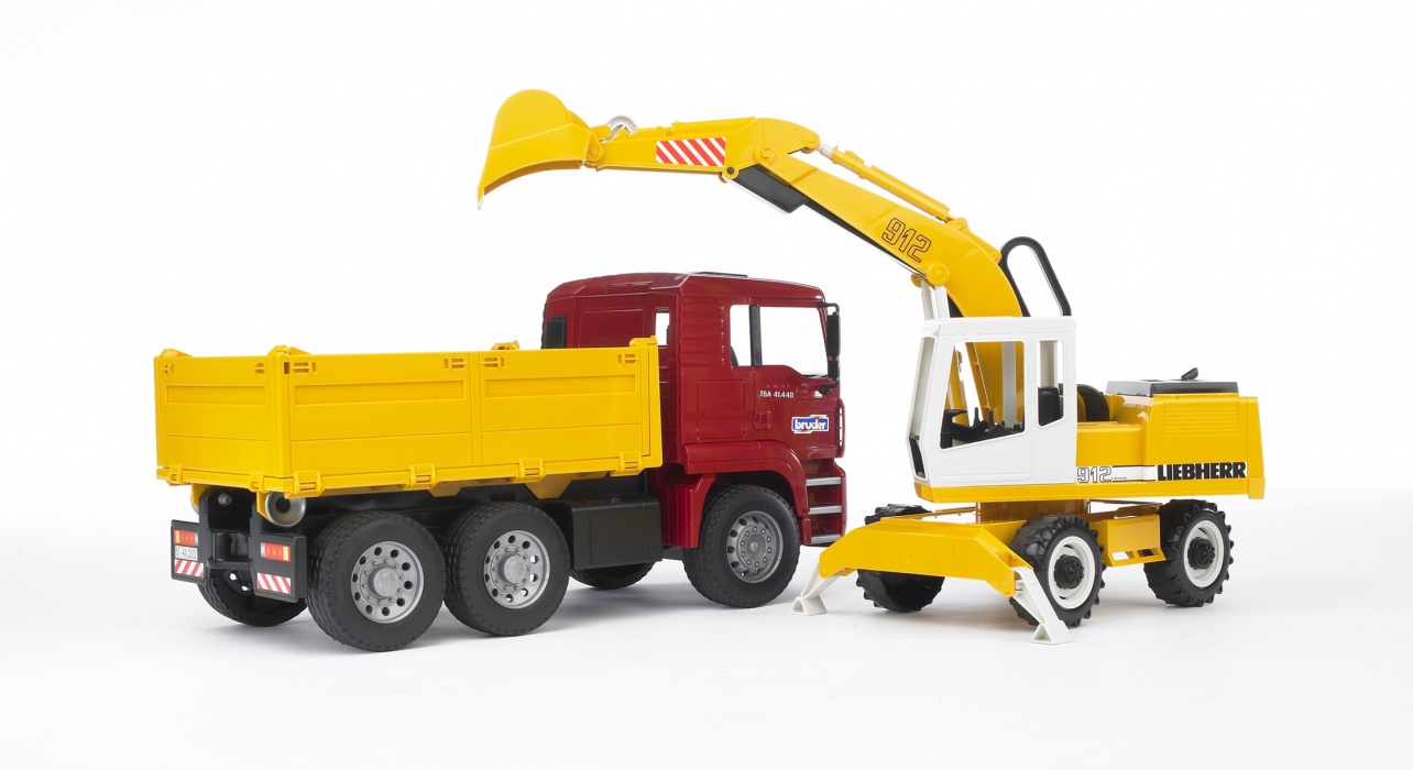 Bruder - MAN TGA nákladní s bagrem Liebherr Bruder 1/16