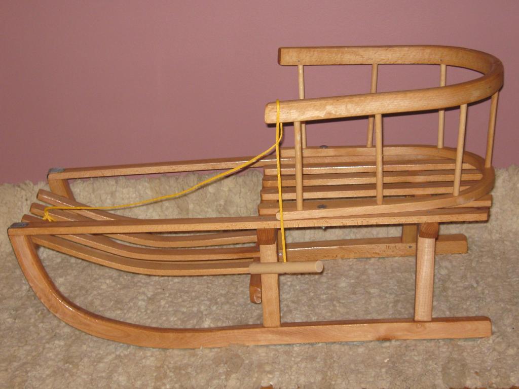 Dětské sáňky - saně bukové-snížené 80cm, ohrádka zdarma