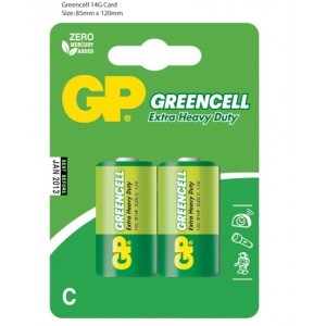 Baterie GP Greencell R14 (C, malé mono), 2 ks v blistru