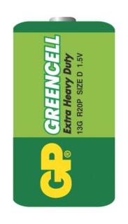 Baterie GP Greencell R20 (D, velké mono), 2 ks ve fólii