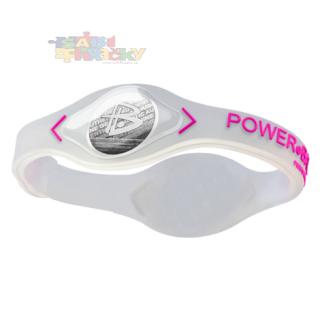 Náramek Power Balance white s růžovým nápisem