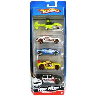 Mattel HOT WHEELS Auto kovová sada 5ks Police pursuit