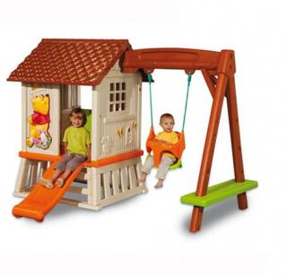 Domeček Smoby se skluzavkou a houpačkou