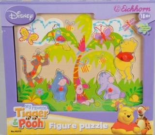 Disney - WD dřevěné puzzle s figurkami, 9d, 30x24c